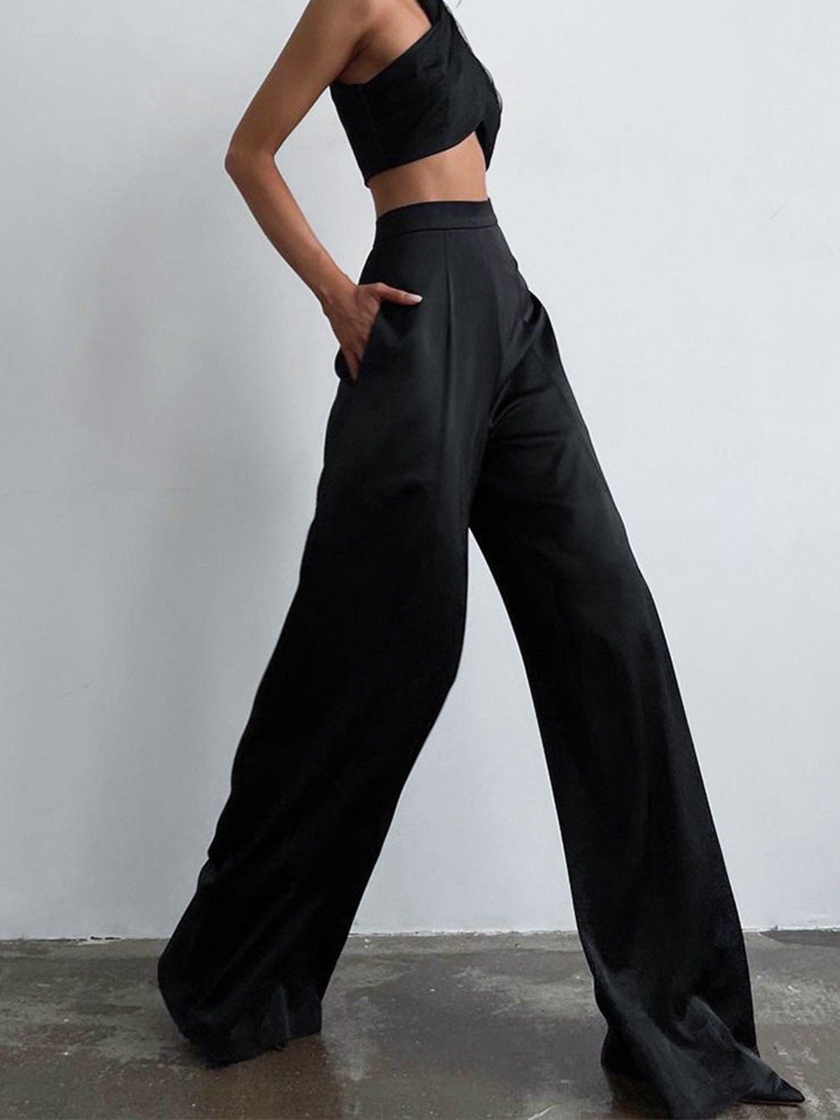 Oversized Satin Wide Leg Dress Pants - 图片 2