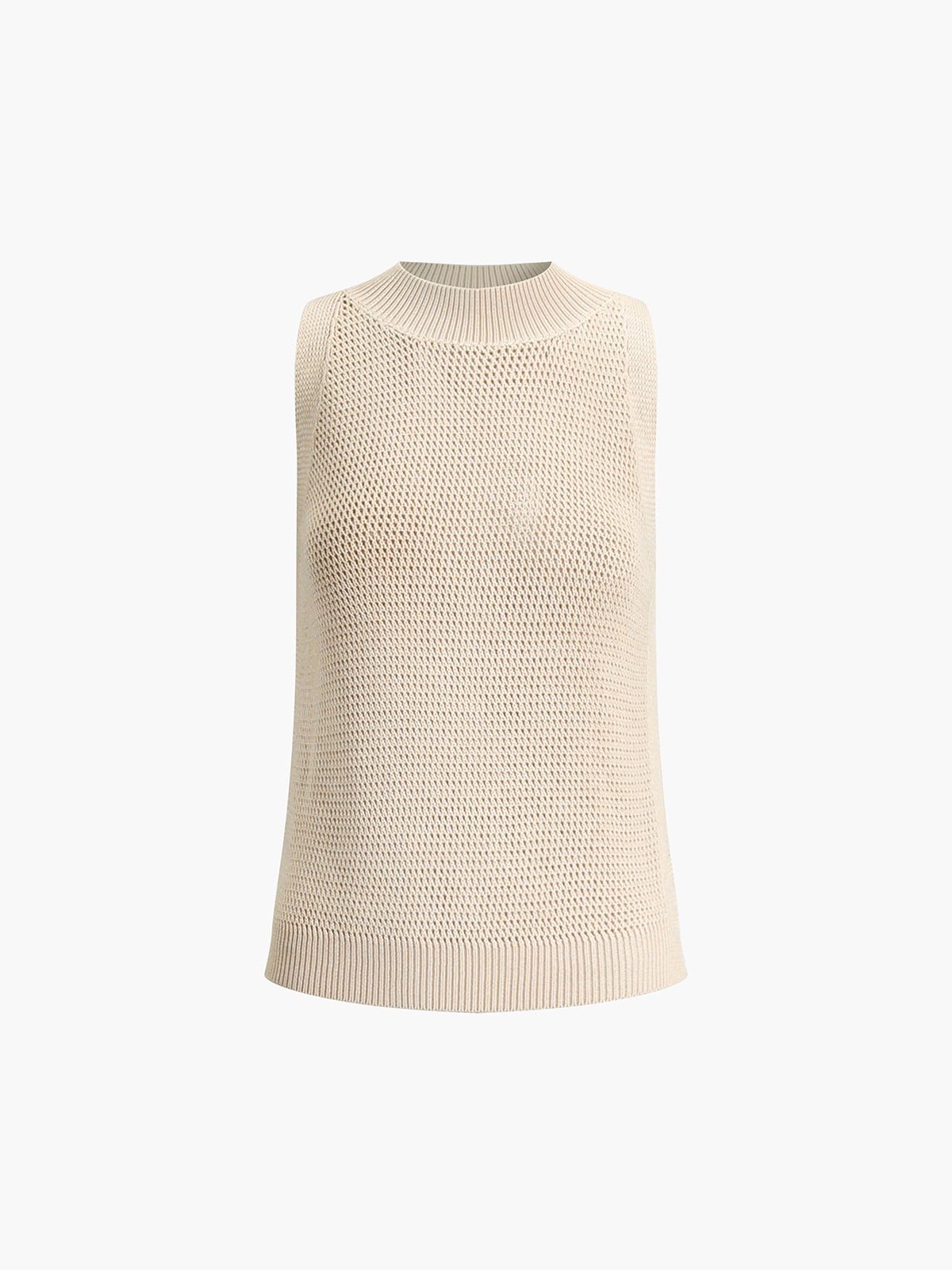 Knit Hollow Solid Tank Top - 图片 7