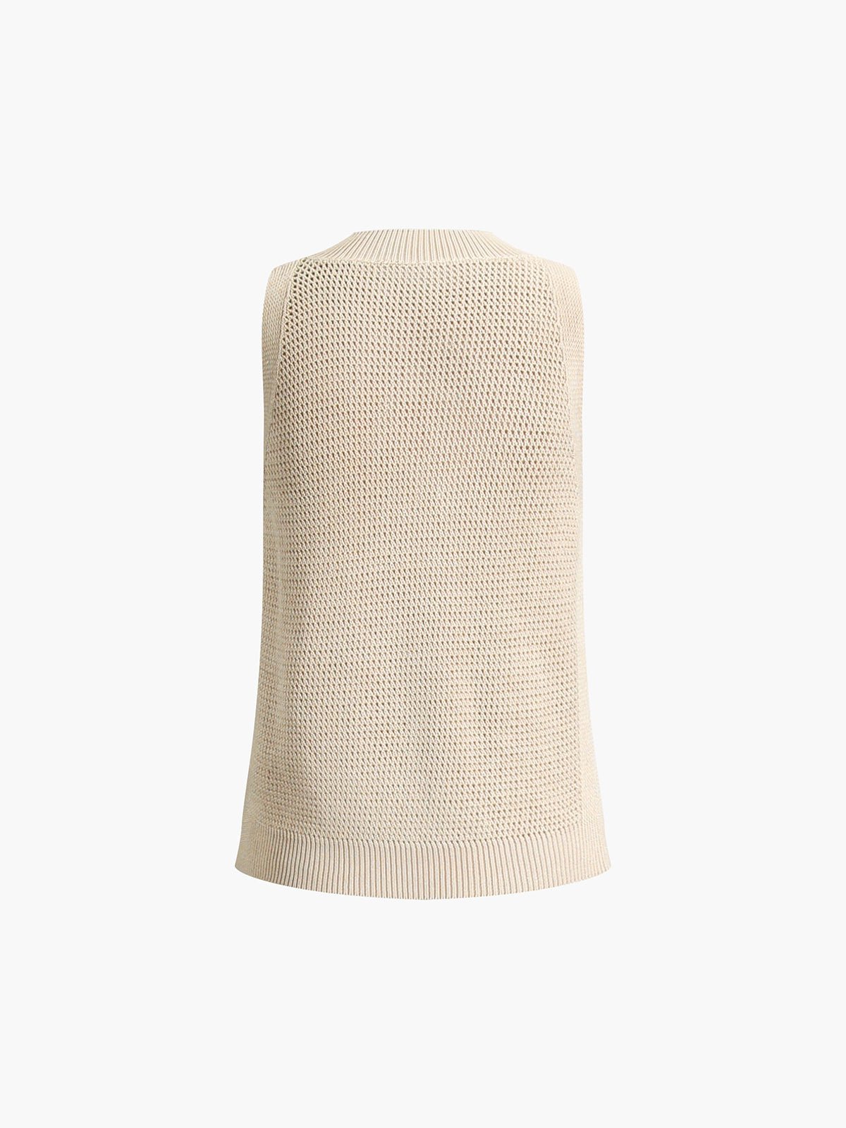 Knit Hollow Solid Tank Top - 图片 8