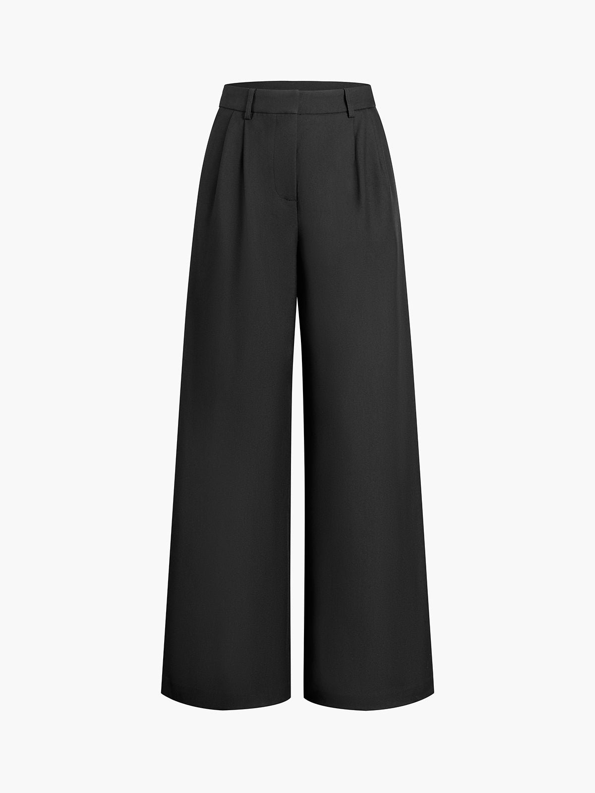 Solid Wide Leg Pants Without Belt - 图片 6