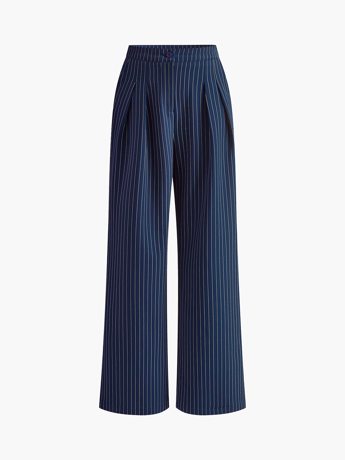 Pinstripe Pleated Wide-Leg Pants - 图片 5