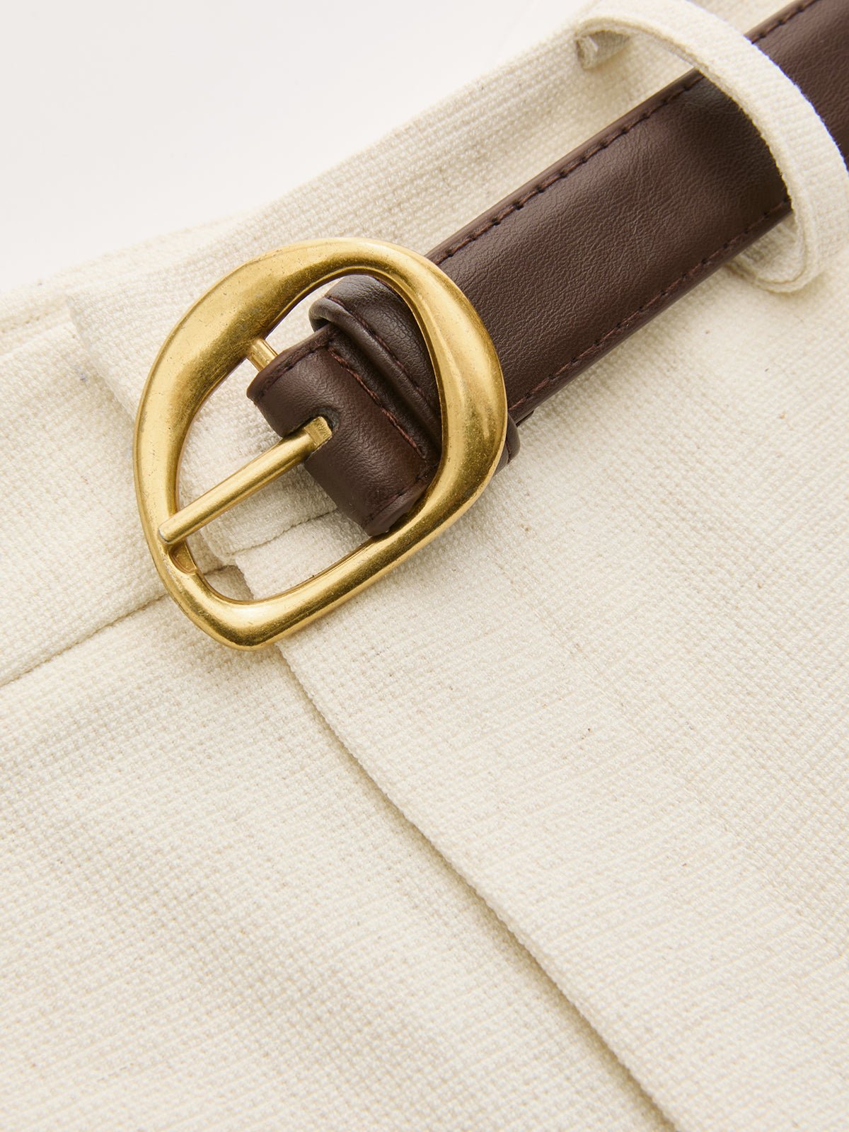 Belted Linen-Blend Wide-Leg Pants - 图片 4