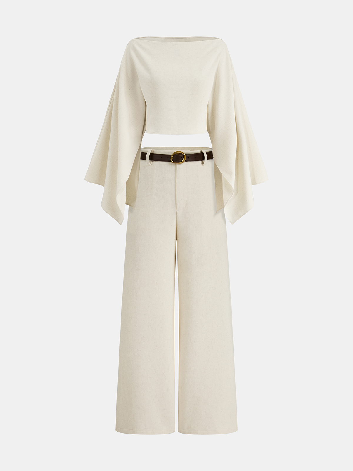 Belted Linen-Blend Wide-Leg Pants - 图片 5
