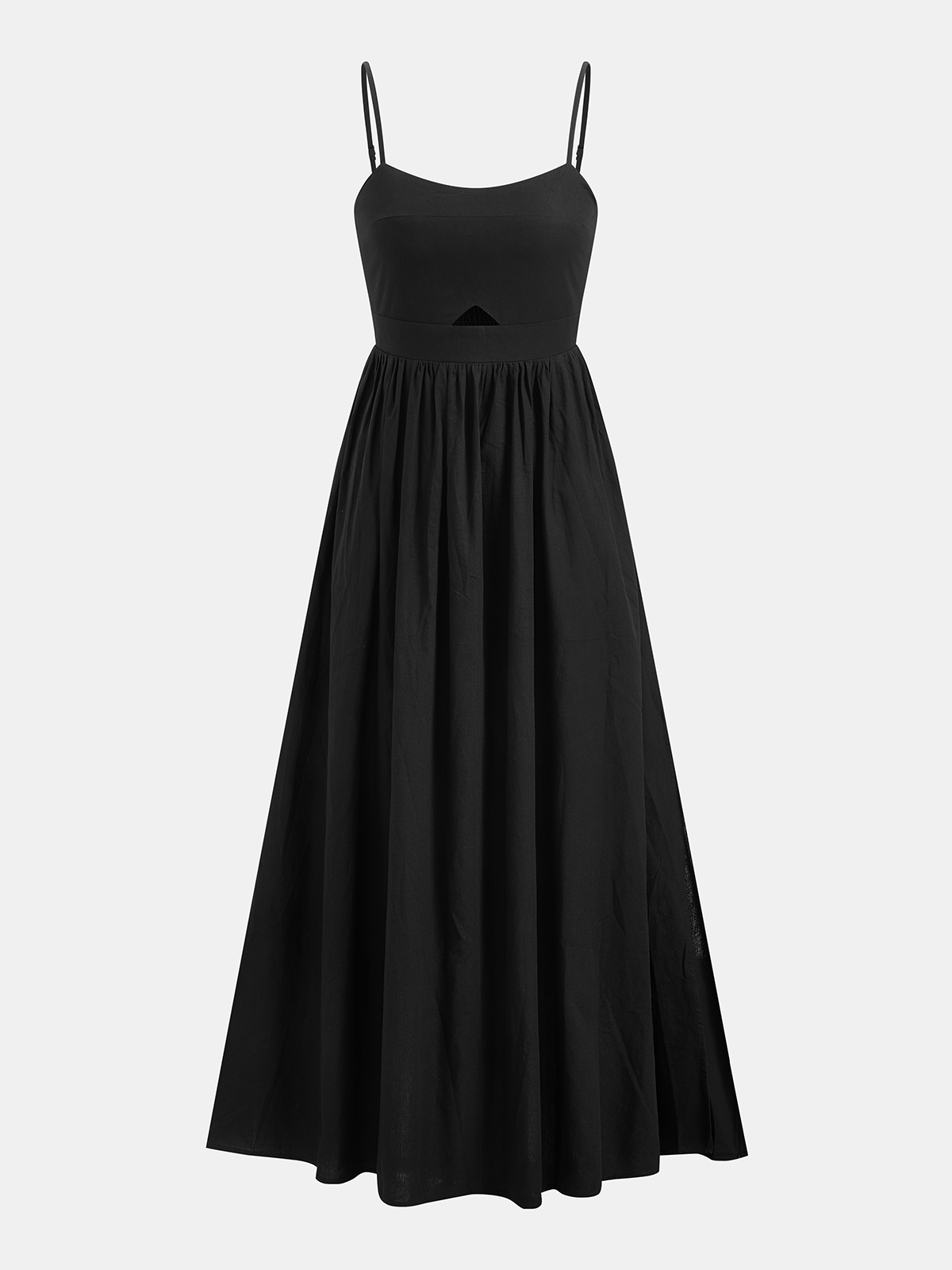 Cotton Sleeveless Pockets Cutout Long Dress - 图片 4