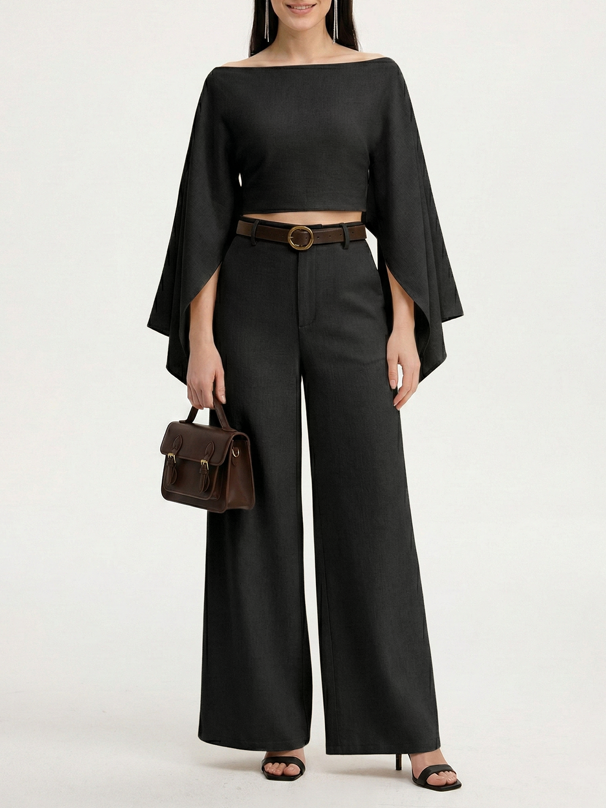 Belted Linen-Blend Wide-Leg Pants - 图片 7