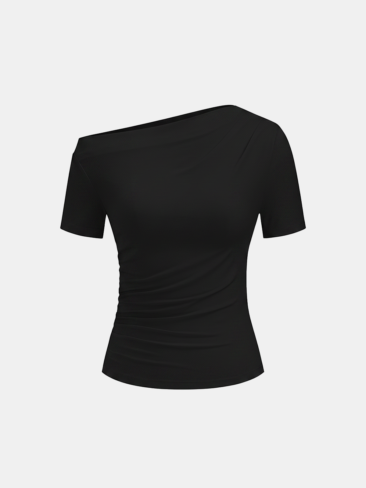 Ruched Off Shoulder Slim Short Sleeve Top - 图片 7