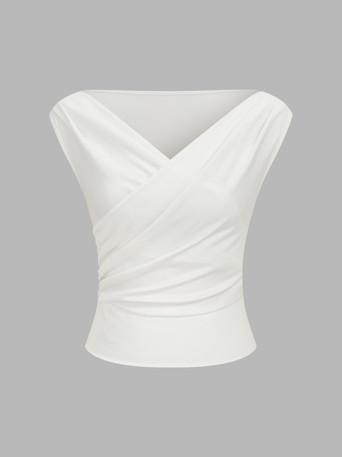 Asymmetric Neckline Ruched Blouse - 图片 2
