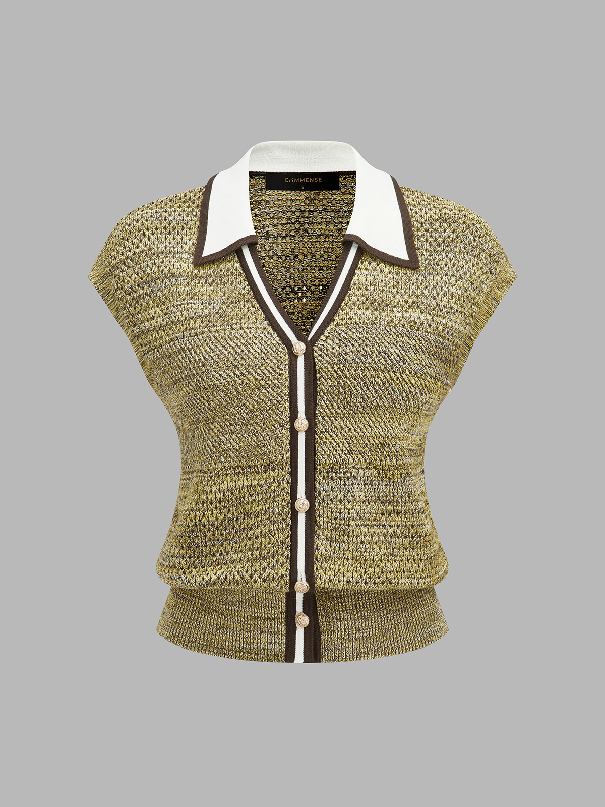 Contrast Trim Textured Knit Top - 图片 2