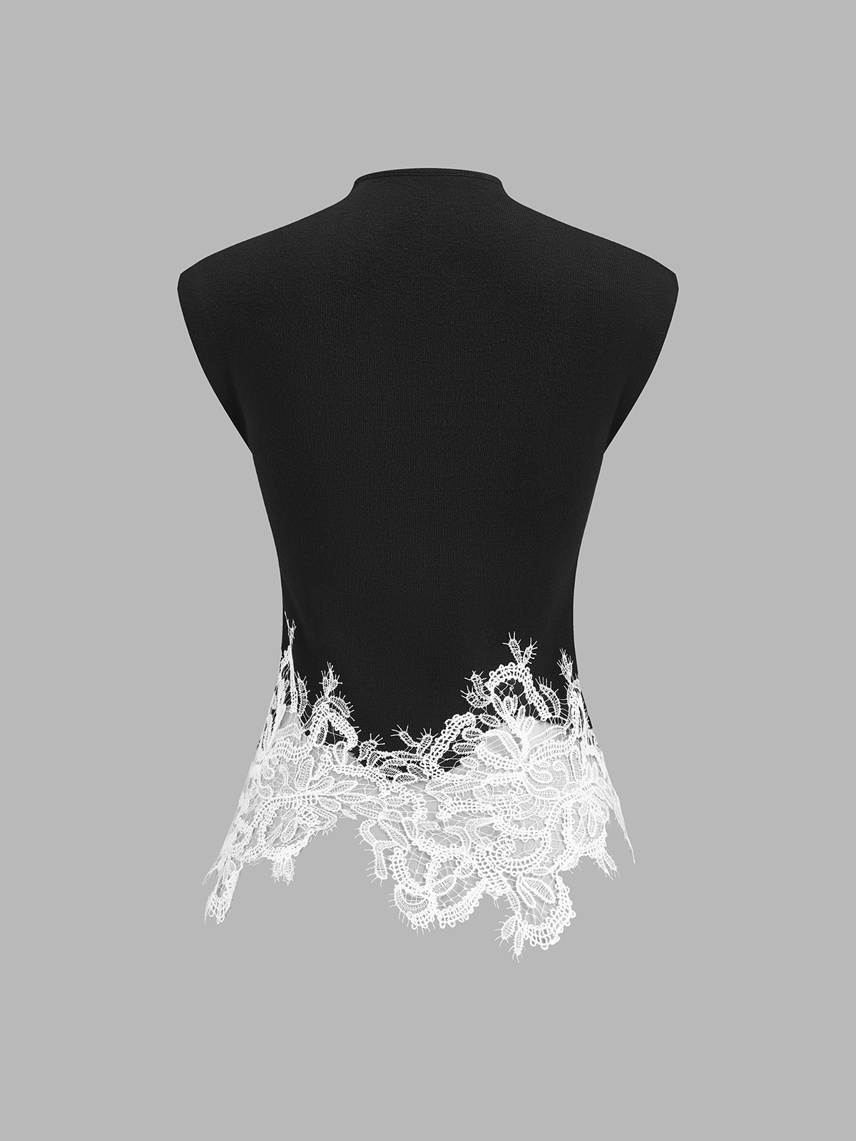 Keyhole Neck Lace Hem Tank Top - 图片 4