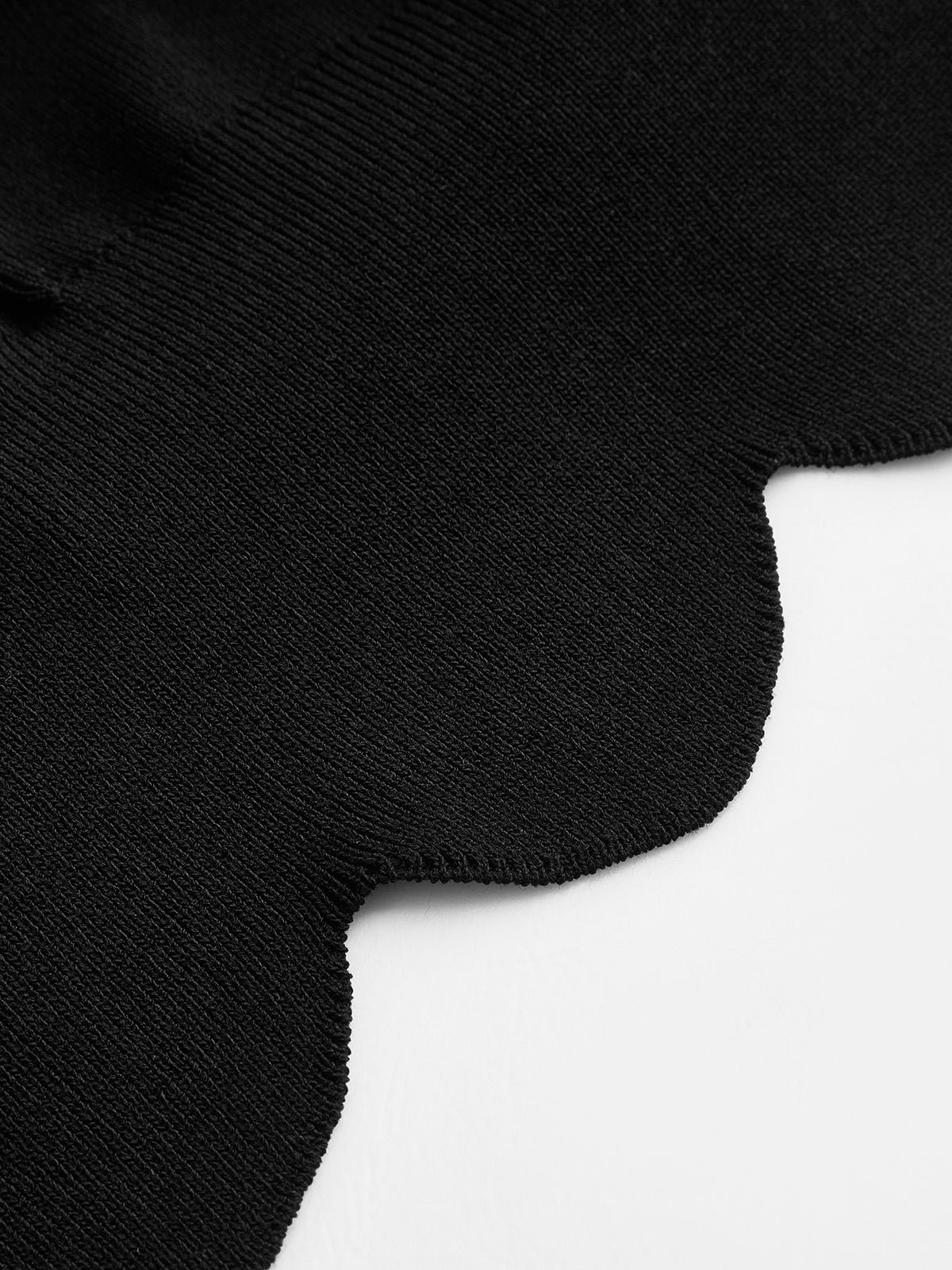 V-Neck Scalloped Hem Knit Top - 图片 4