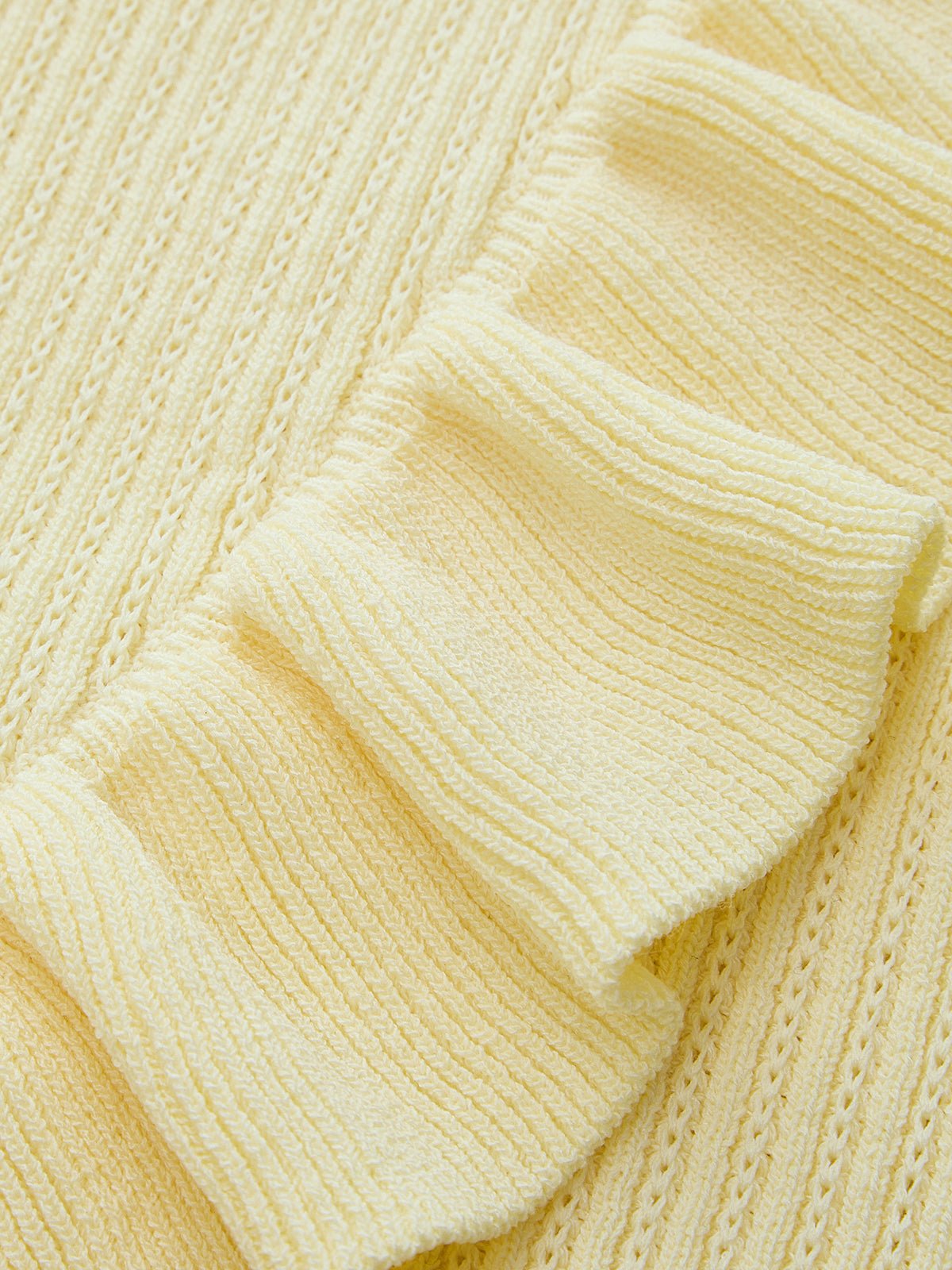 Ribbed High Neck Ruffle Sleeveless Top - 图片 5