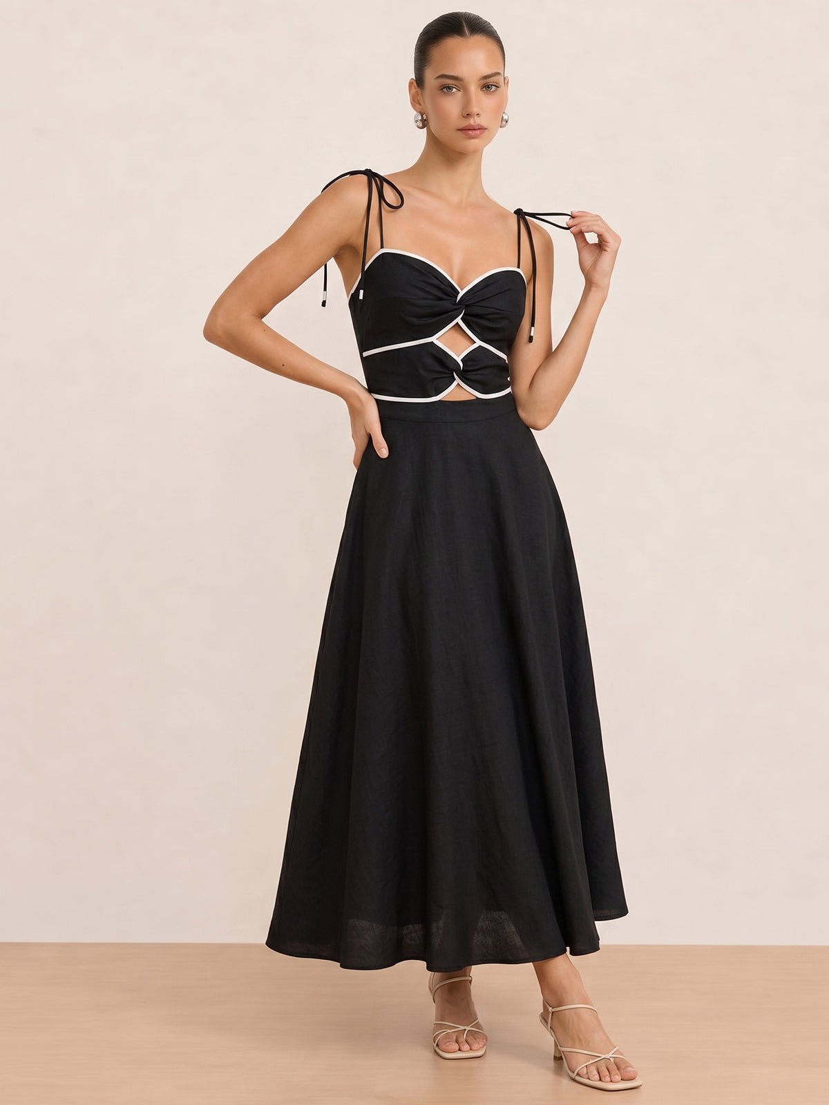 Cutout Tie Strap Maxi Dress - 图片 6
