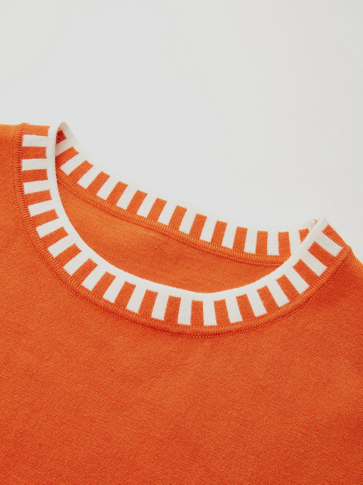 Contrast Trim Cap Sleeve Knit Top - 图片 5