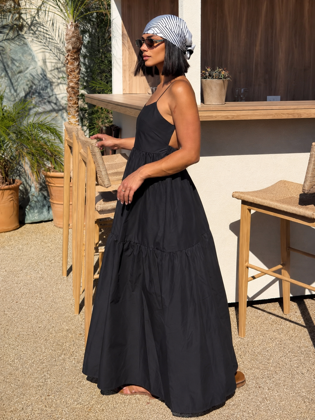 Solid Backless Long Dress - 图片 2