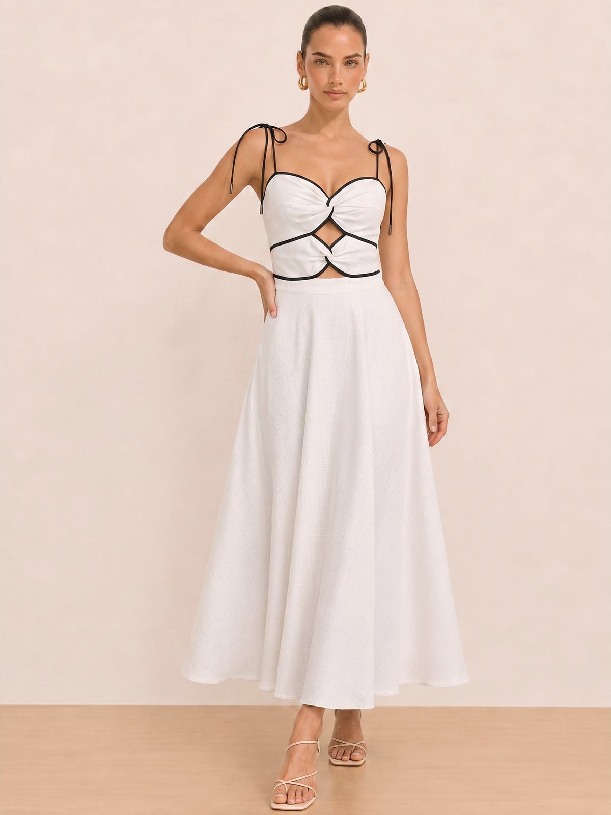 Cutout Tie Strap Maxi Dress - 图片 7