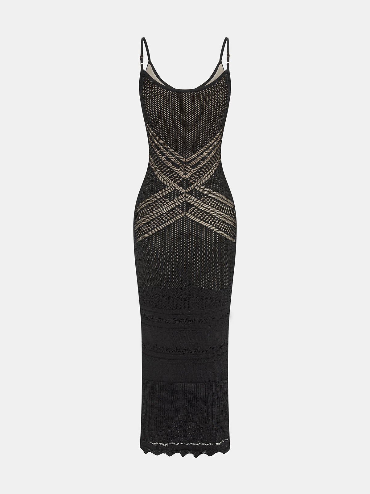 Crisscross Hollow Knit Slip Maxi Dress - 图片 3